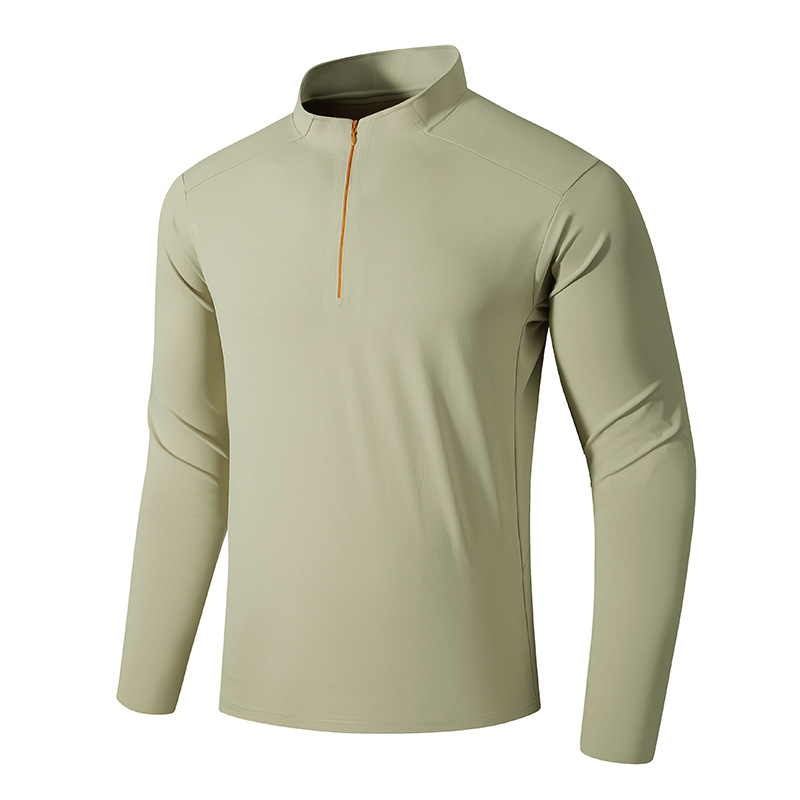New stand-up collar half-zip sweatshirt for couples, quick-dry breathable long-sleeve T-shirt, thin base layer for outdoor sports