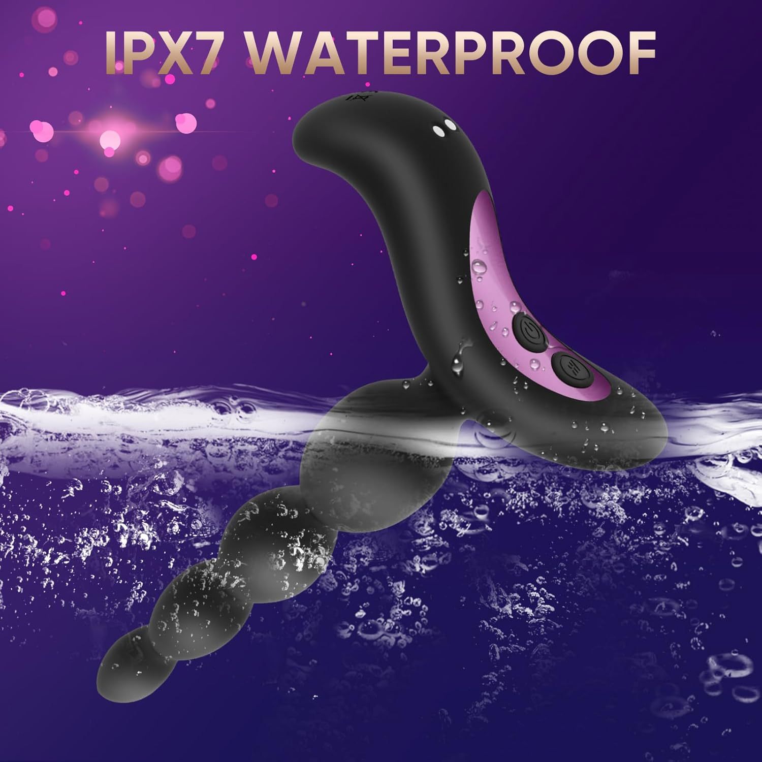 Rechargeable Vibrating Anal Plug with 10 Frequencies, Silicone, Black — detail image 6