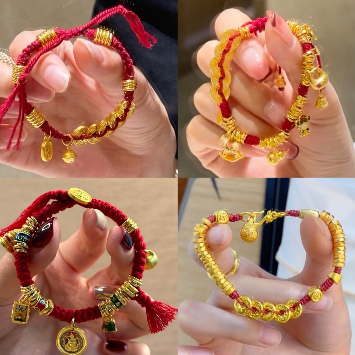 Nuevo estilo chino Lucky Nafu Año de nacimiento Pulsera de hilo rojo Moda Pulsera de todo fósforo Pulsera de temperamento de lujo ligero de nicho