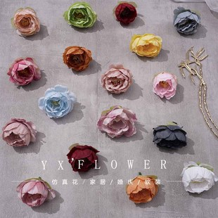 Linglong Peony Flower Head DIY Handmade Simulation Fake Flower Retro Hair Jewelry Flower Decoration Clothing Accessories Shooting Props
