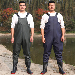 Wear-Resistant Wading Pants for Fishing, Waterproof Clothing, One-Piece Water Fork Pants, Rain Pants, Men's and Women's Wading Pants, Thickened Half-Length Pants for Digging Lotus Roots