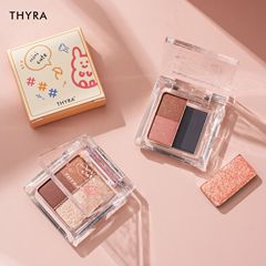 Thyra/Thuna Small Newbie Three-Color Eyeshadow Palette Earthy Tone Shimmering Pearlescent Matte Shadow for Students Budget-Friendly Eyeshadow