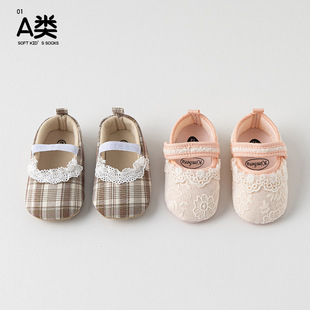 Spring and Autumn Baby 3-6 Months Lace Soft-soled Soft-soled Learning Shoes Breathable 1-year-old Princess Non-slip Toddler Shoes
