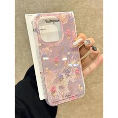 レーザーフラワー Apple 16promax 携帯電話ケース ihone15 新しい 14pro 氷河パターン大穴 13 に適しています