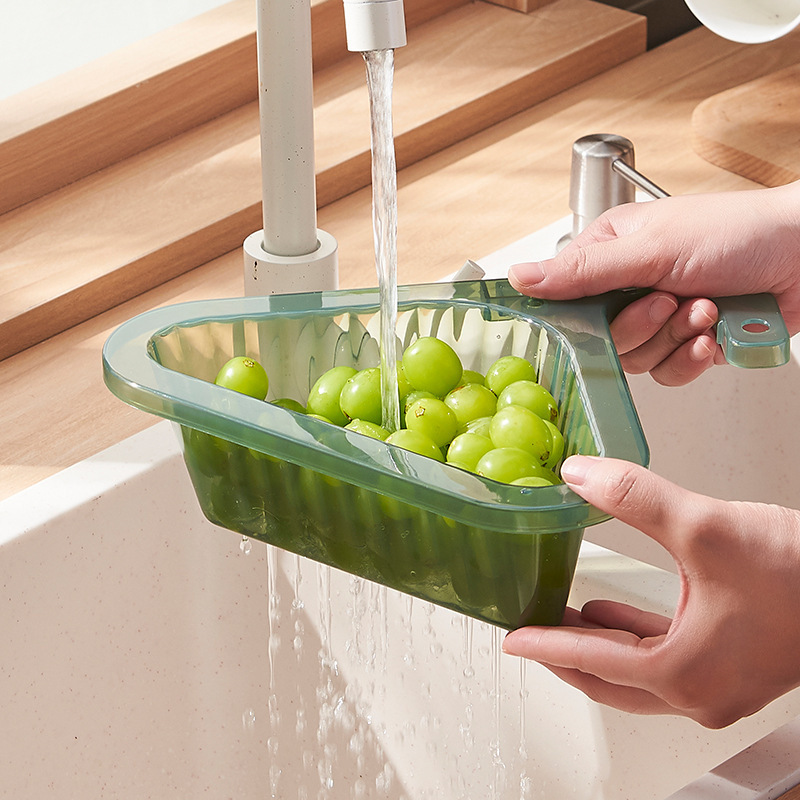 Telescopic triangular drain basket, fruit and vegetable basket, plastic basket, food filter basket, multifunctional faucet, telescopic storage rack