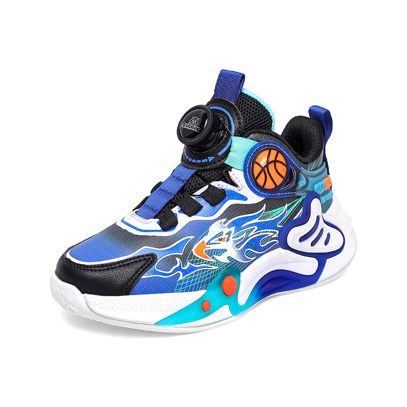 Boys' Basketball 2023 Autumn New Rotating Buckle Middle Big Children's Running Shoes Leather Surface Breathable,_voghion.com