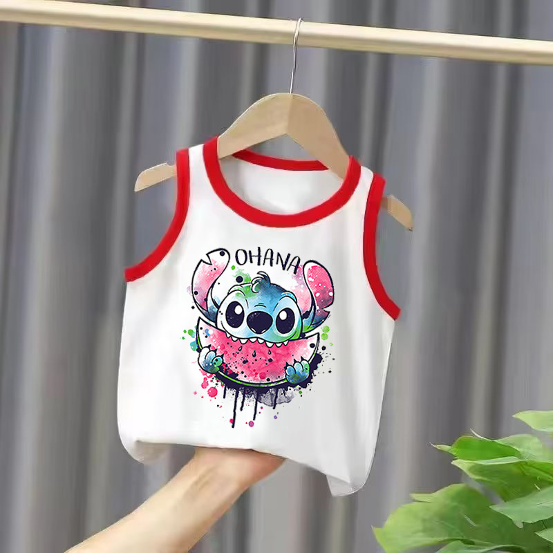 星際寶貝Stitch 史迪奇周邊熱銷新品童裝中大童無袖背心卡通外貿