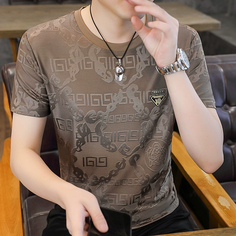 Летняя мужская рубашка из ледяного шелка в европейском стиле, короткий рукав, премиум-класса, стильная, модная, брендовая новинка 2025 года.