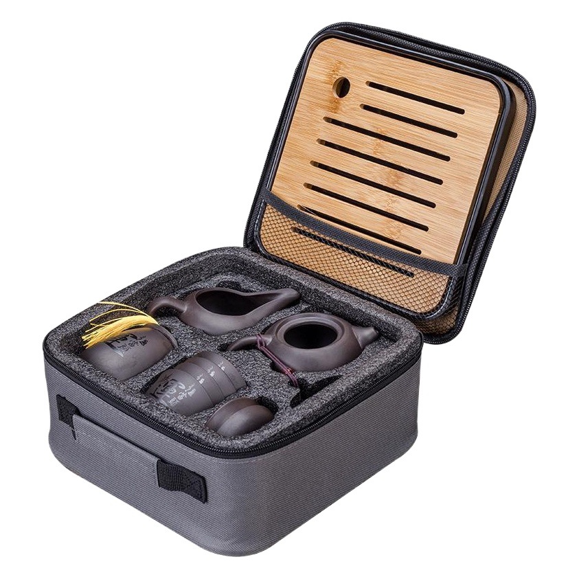 Creative Purple Sand Travel Kung Fu Tea Set Portable Storage One Pot Four Cups Company Activity Set Gift LOGO