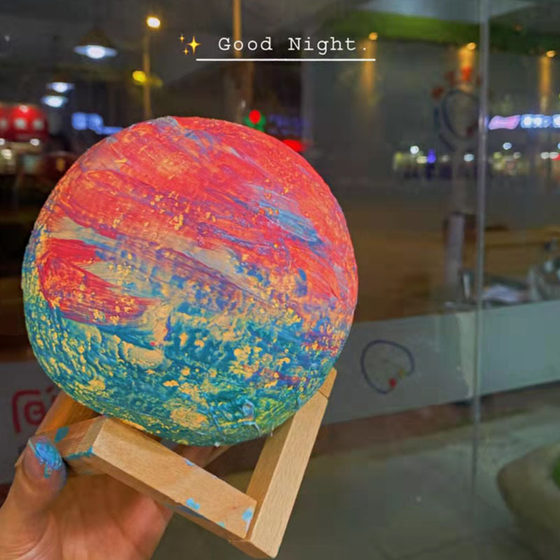 DIY Starry Moon Night Light Children's studio handmade graffiti creative light studio activity supplies