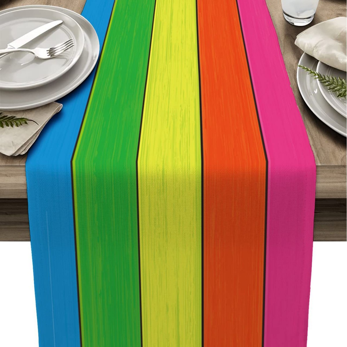 Lino a rayas corredor de mesa Amazon madera grano tela Toalla de mesa mantel decorativo aislamiento antideslizante estera de mesa estera de la tabla de impresión image 20
