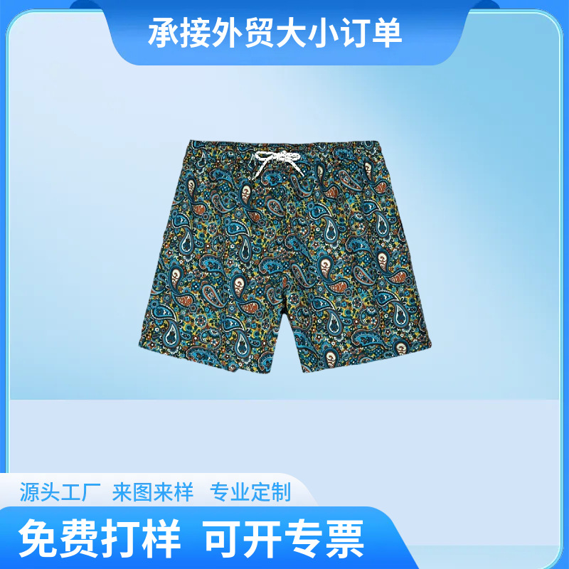 Amazon Foreign Trade Customized European and American Four-Way Stretch Beach Pants Digitally Printed Men's Summer Vacation Travel Beach Shorts