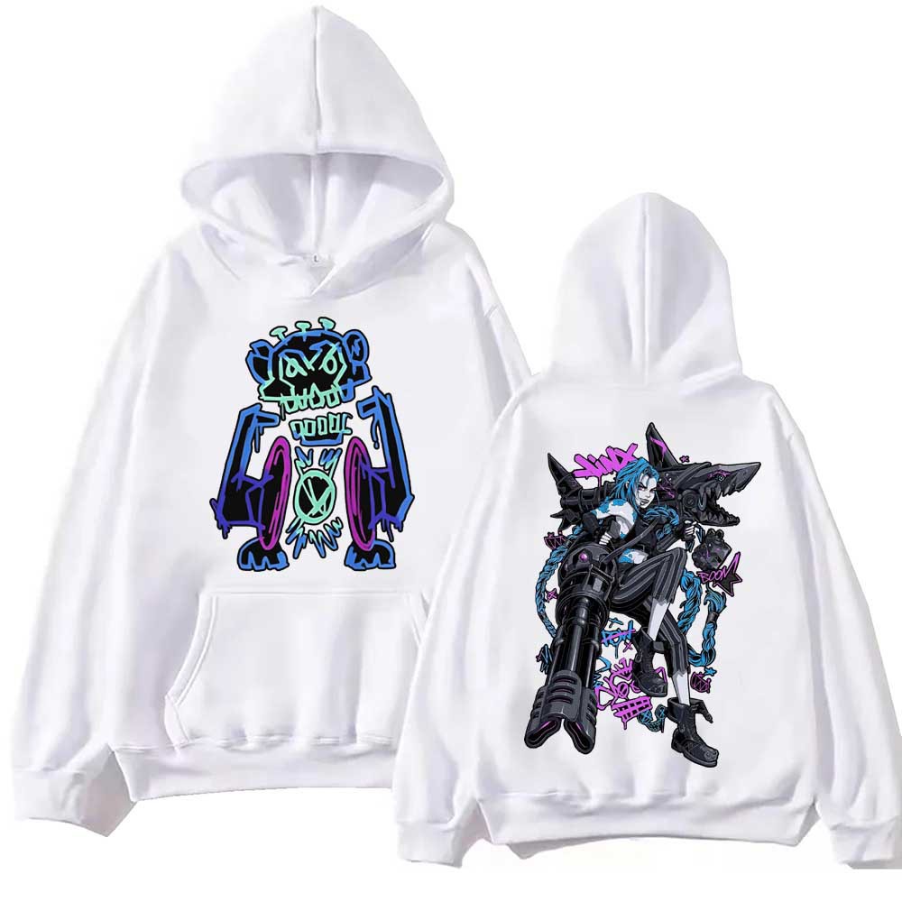 Arcane Jinx Graffiti Hoodie Harajuku Hip Hop Pullover Tops