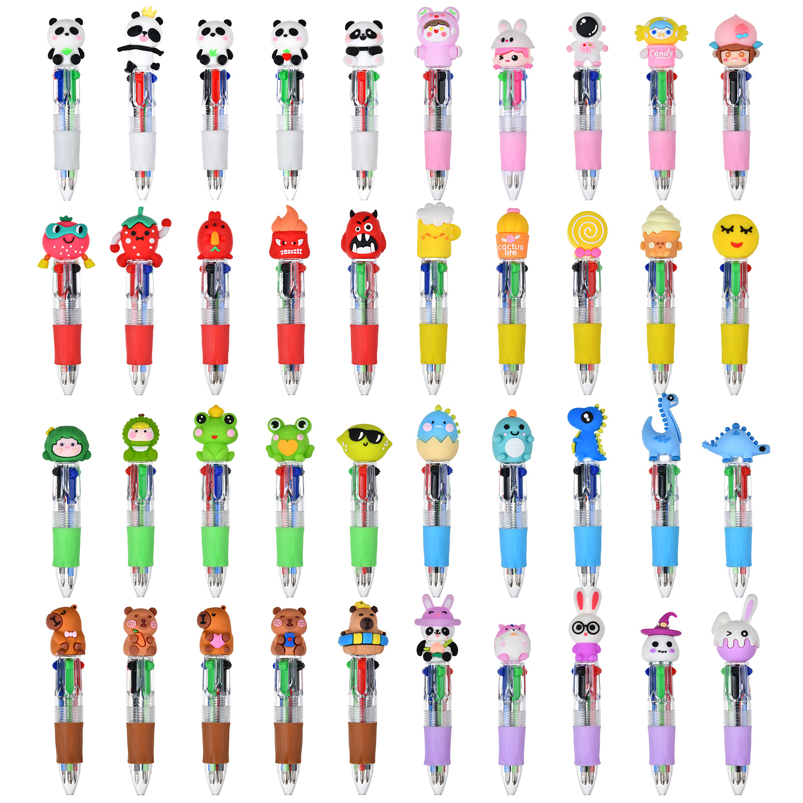 Coreano lindo lindo caricatura cabeza mini bolígrafo de cuatro colores bolígrafo de color estudiantes papelería regalo al por mayor