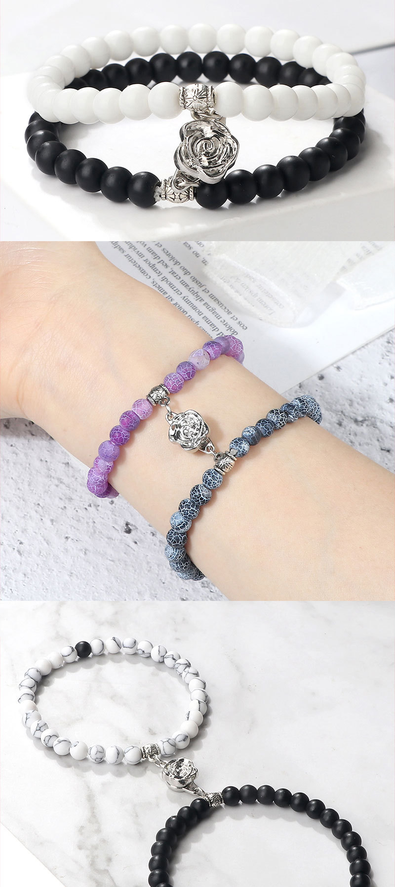 Perlenarmband Mit Magnetverschluss Blumen Schmetterling_voghion.com