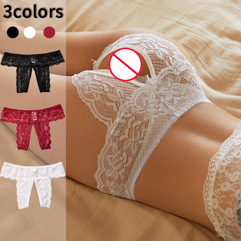 New sexy plus size open thong women's European and American underwear temptation open crotch lace cross-border