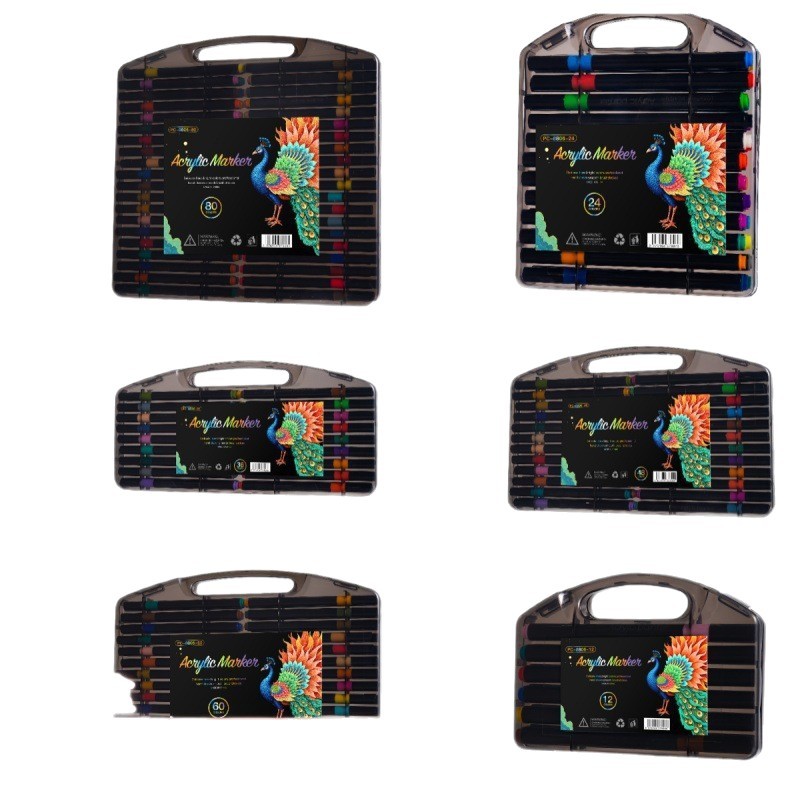 Caja negra acrílico rotulador pintura de cabeza suave estudiante acuarela pincel de pintura de arte suministros creativos para niños bolígrafo de graffiti