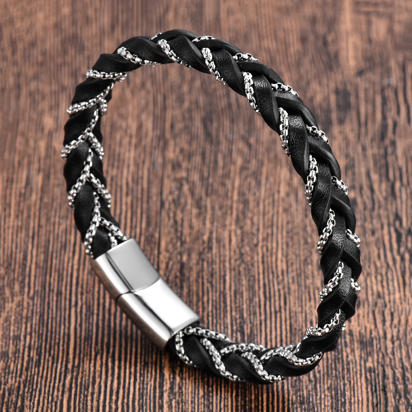 25g Weight Bangle Classification Leather Chain Material 1 Piece Quantity Daily Occasion Leather Material Geometric Pattern Men's Gender Polishing Design Simple Style Style Simple Style Geometric Leather Polishing Men's Bangle Men Cord & Leather Bracelets 2