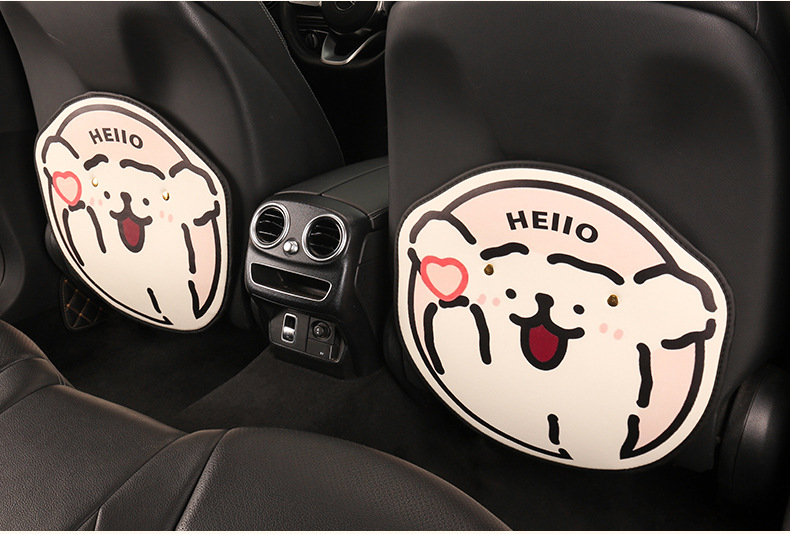 Women's cute puppy cartoon chair back anti-kick cushion car seat chair back anti-dirty anti-fouling cushion back pocket suspension type