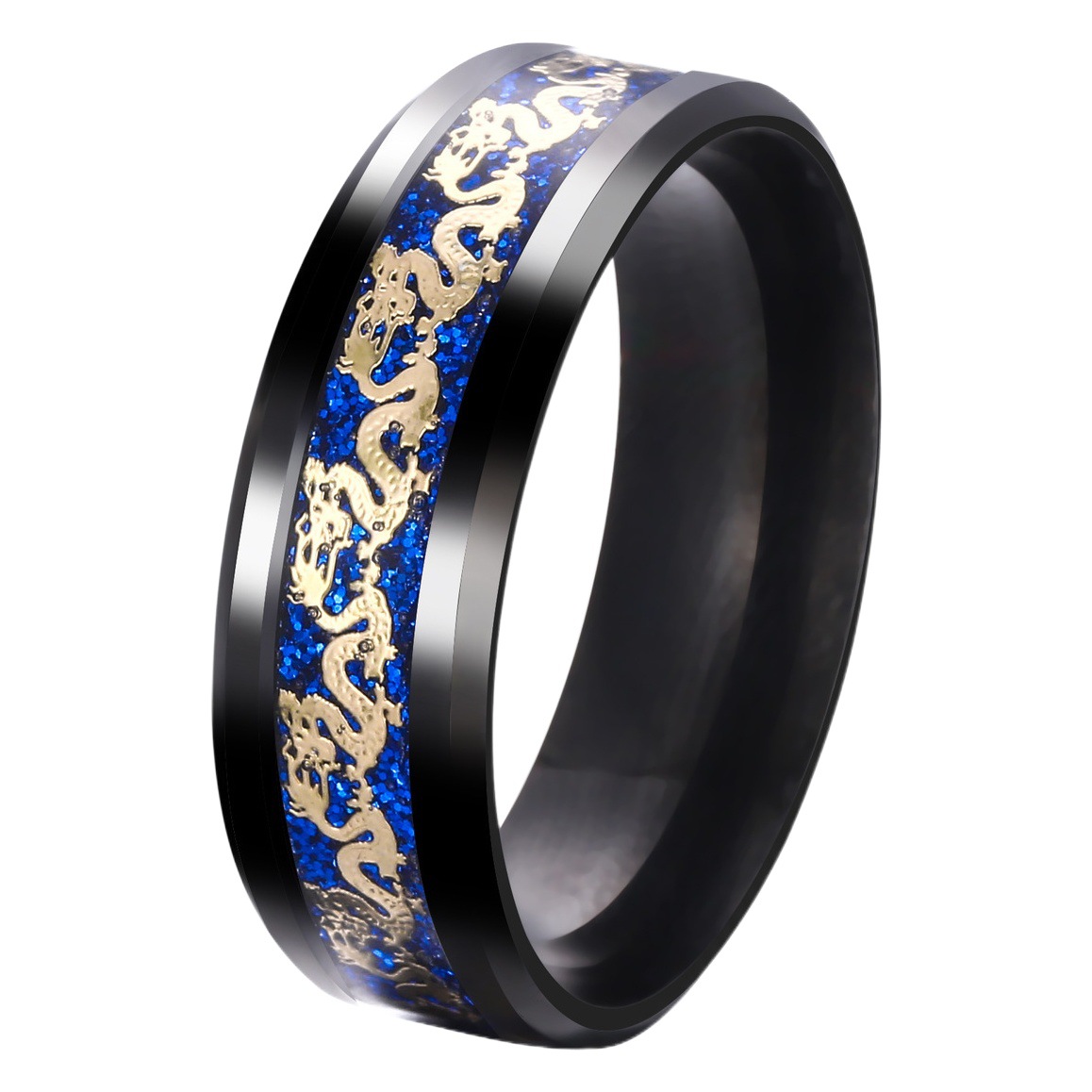 Ethnic Fashion Chinese Dragon Ring Men's Titanium Steel Ring Stainless Steel Ring Men's Fashion Yiwu Jewelry