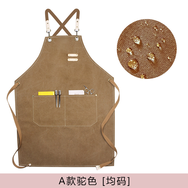Amazon engrosada lienzo delantal logotipo personalizado leche té tienda bar chef peluquería guardapolvos delantal al por mayor