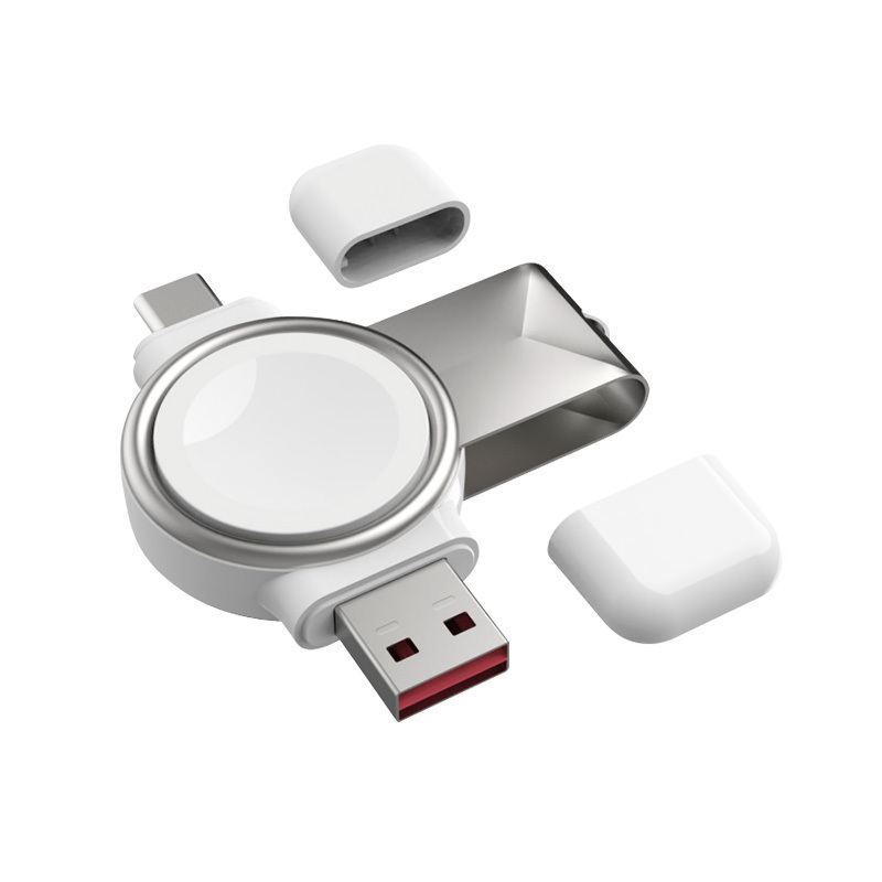 Suitable for Apple & Samsung Watch Wireless Charger, Two-In-One Magnetic Portable Charger with Usba and Usbc Dual Interfaces