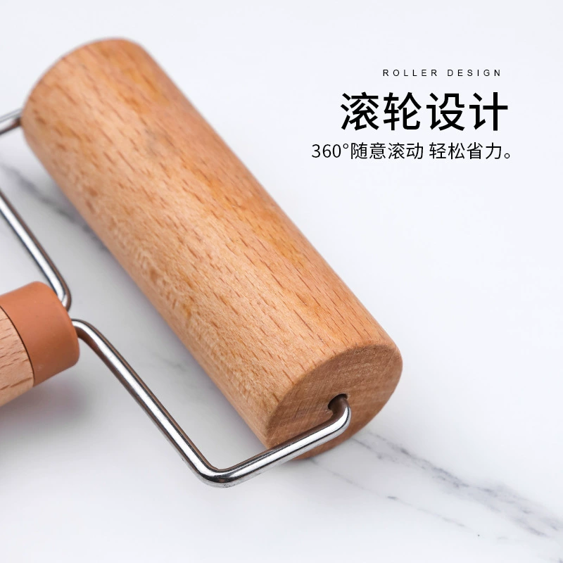 T‑ролик для теста, ролик из бука или стальной валик, компактный 16,84×9,05×2,81 см