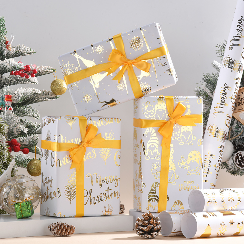 Suministro directo de fábrica de papel de regalo de bronceado de Navidad caja de regalo de Navidad retro papel de regalo de bricolaje spot al por mayor