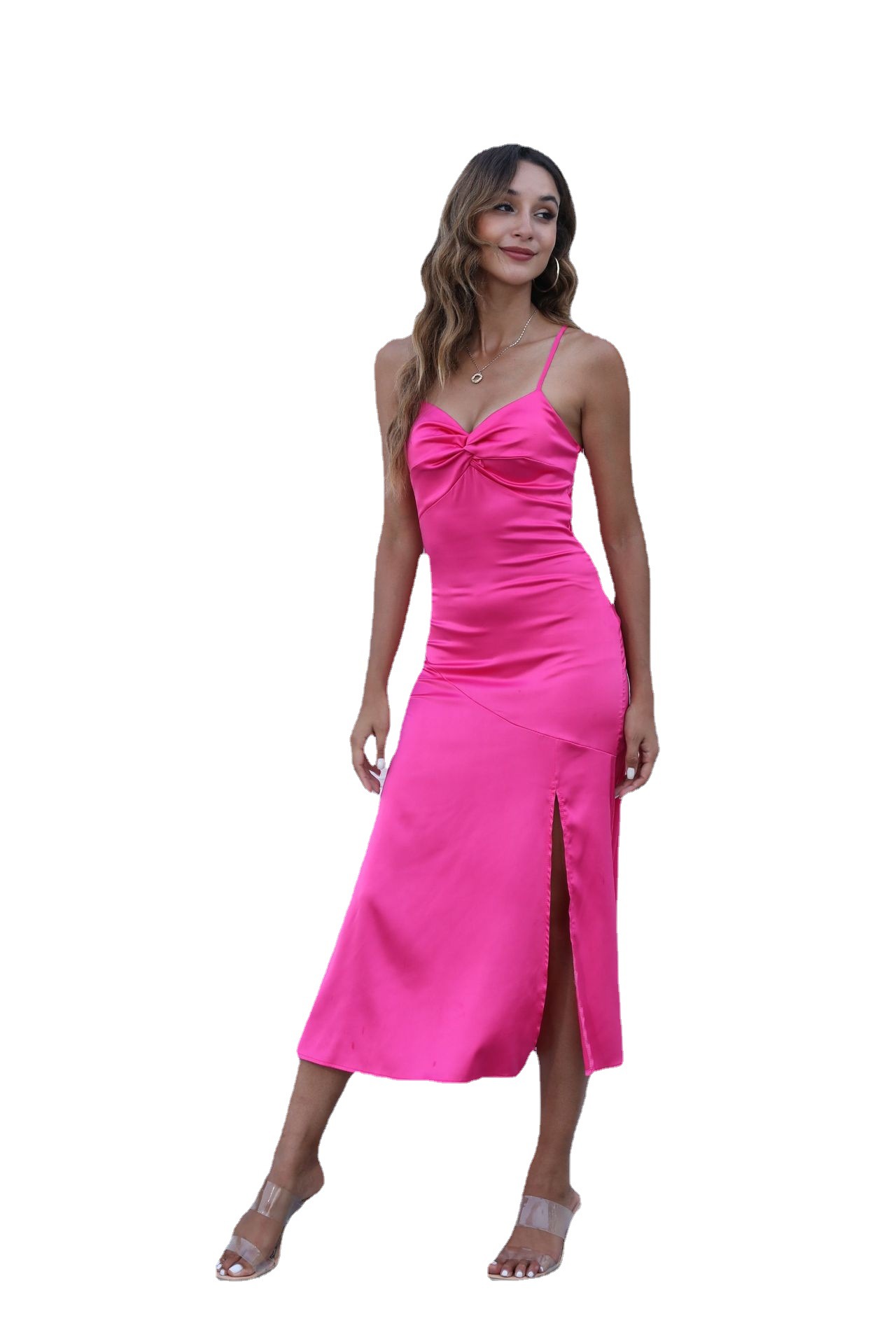 Vestido de tirantes de verano de comercio exterior europeo y americano de las mujeres transfronterizo nuevo vestido sexy con cuello en V vestido largo al por mayor image 6