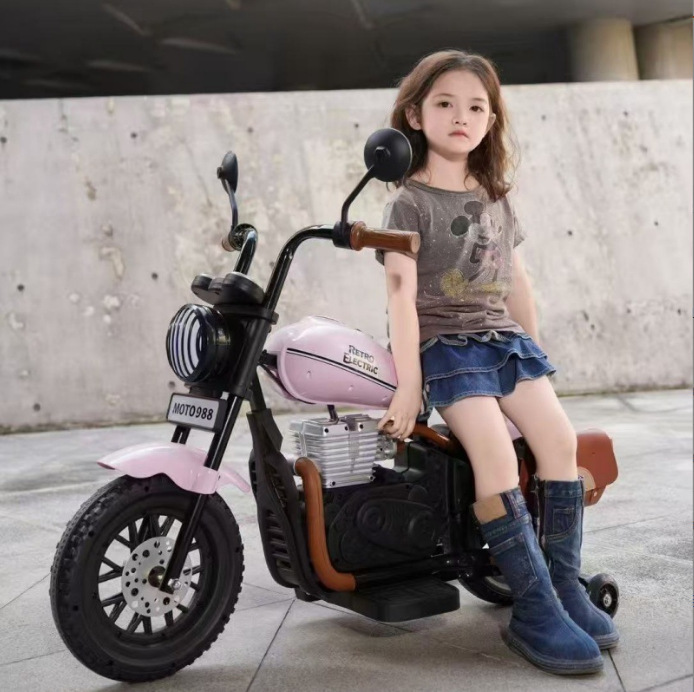 クロスボーダーの新しい子供用電動バイクは、男の子と女の子が座ることができるレトロなハーレーシミュレーションおもちゃの車です|undefined