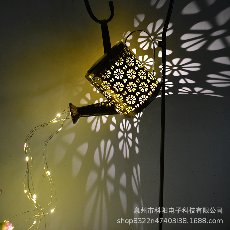 Enchufe de Tierra solar lámpara de jardín D lámpara de paisaje de jardín al aire libre creativo hueco de hierro hervidor lámpara de ducha Decoración