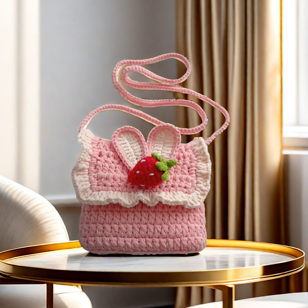 핑크 딸기 토끼 귀 가방
