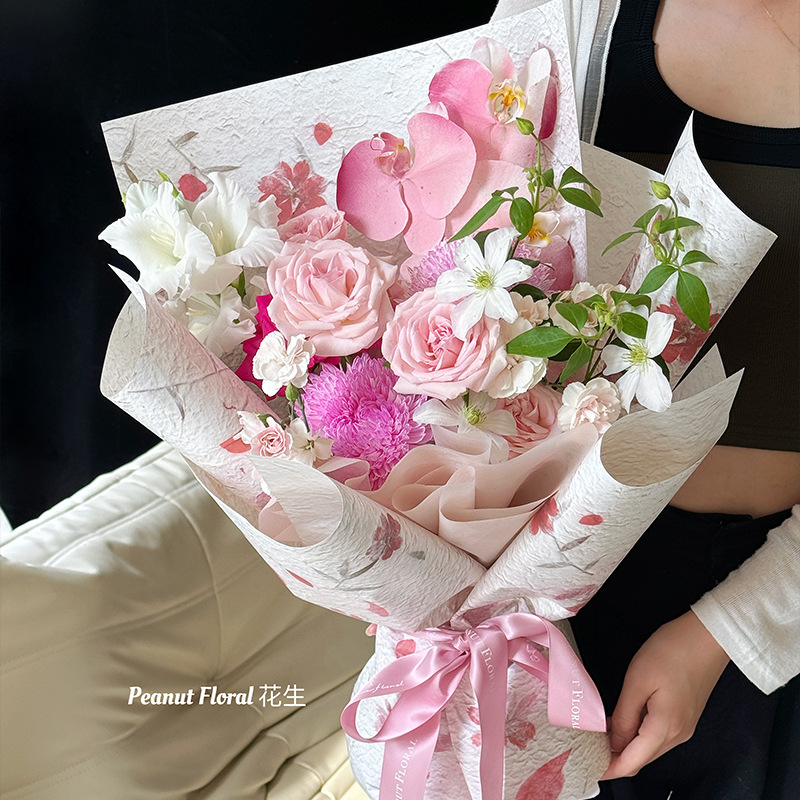 Papel kraft petal espeso de alta textura papel artístico de embalaje de flores hecha a mano DIY material de envoltura floral ramo de flores