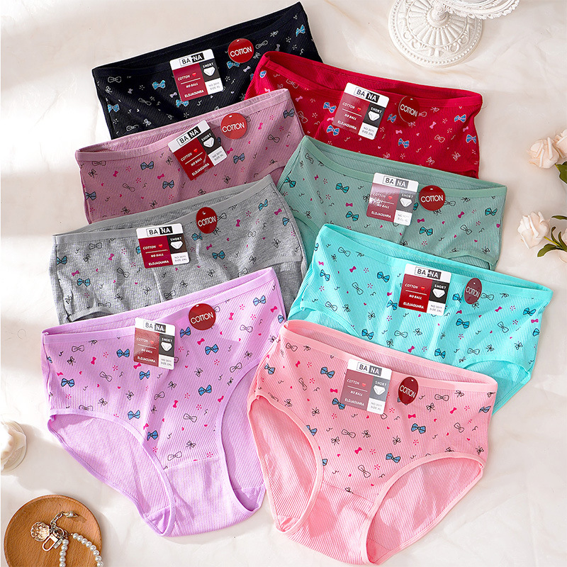 Calzoncillos de mujer de gran tamaño con hilos de calzoncillos impresos en algodón puro venta al por mayor de calzoncillos comercio exterior aumento transfronterizo de pantalones de mamá