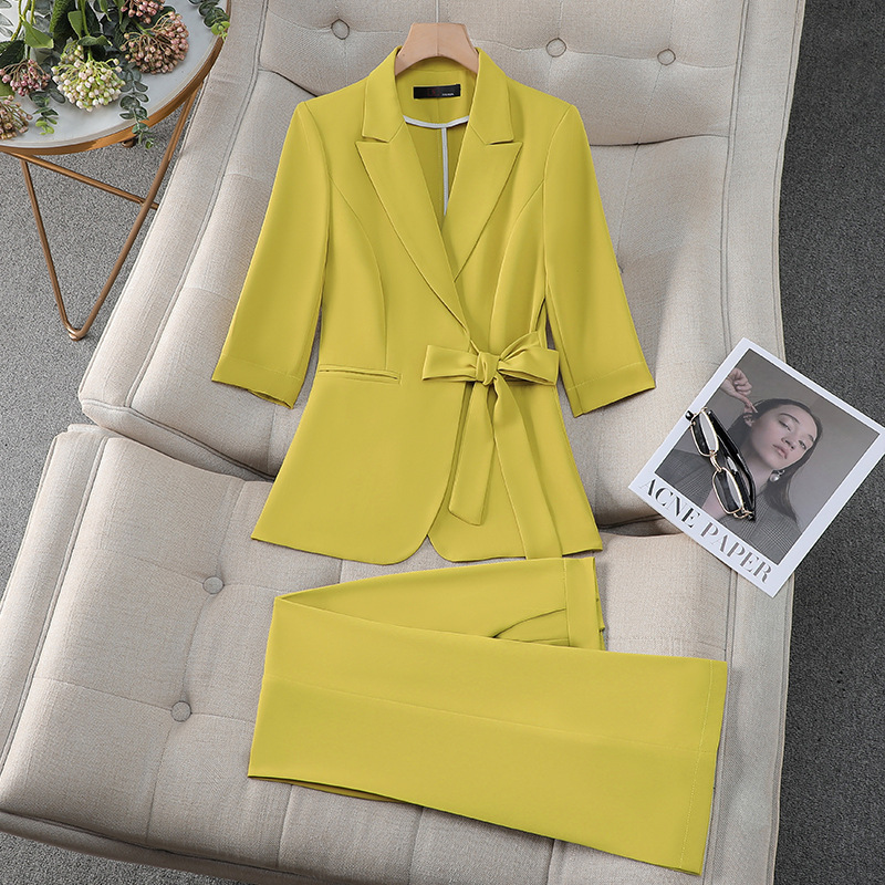 Suit Jacket Women's summer thin design sense niche lace-up high sense business wear temperament goddess style suit suit