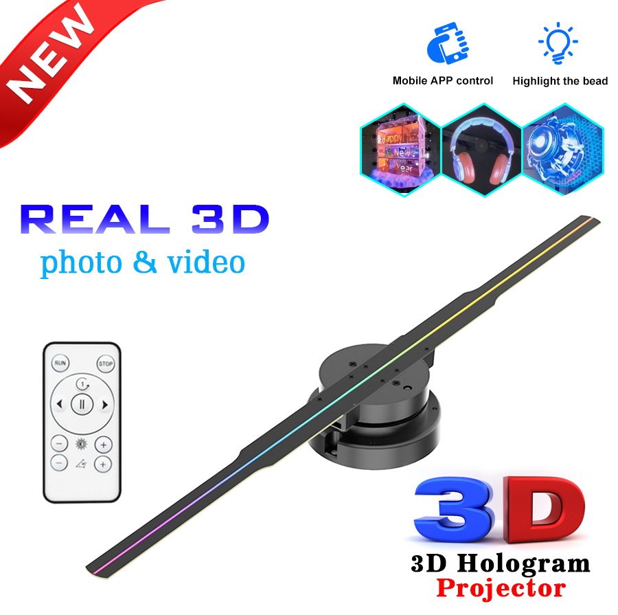 裸眼3D全息投影仪244LED立体旋转悬浮空中成像风扇屏壁挂广告机