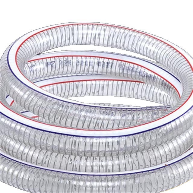 Industrial PVC transparent absorbent hose with steel wire