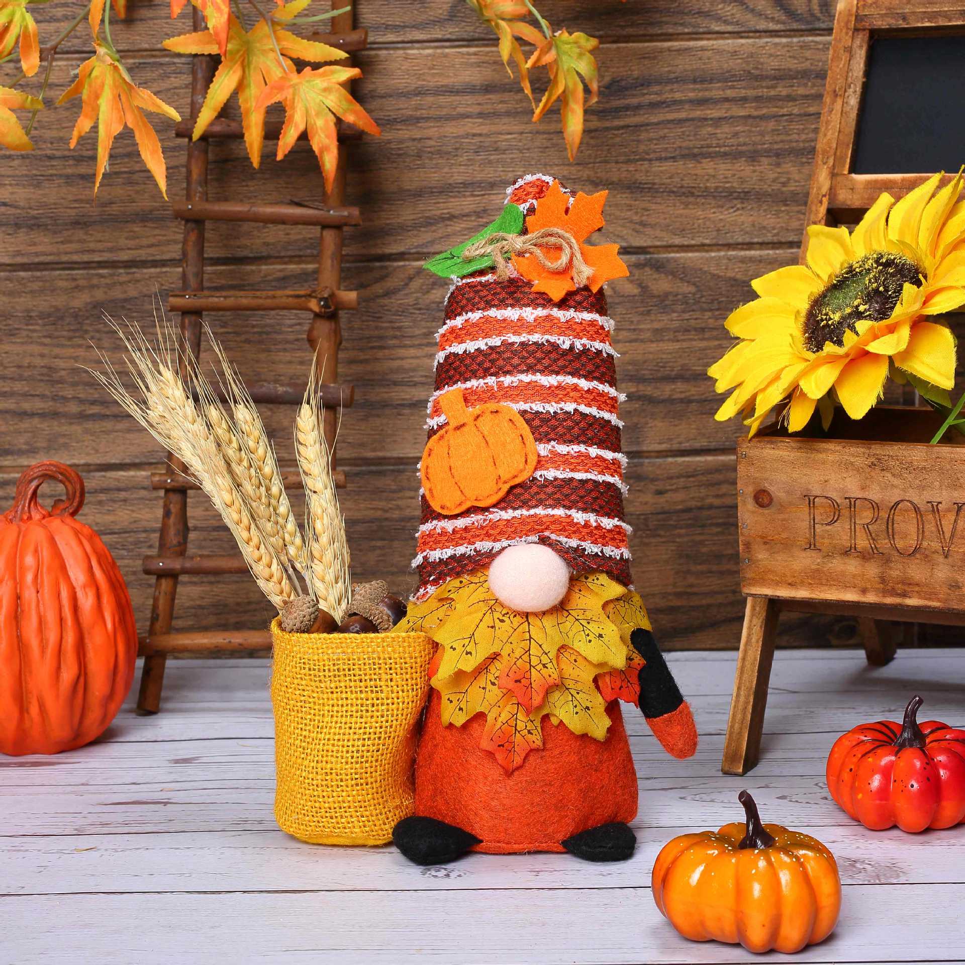 Nuevo festival de cosecha de felpa de Acción de Gracias transfronterizo decoración muñeca sin rostro calabaza hoja de arce Rudolph decoración lote