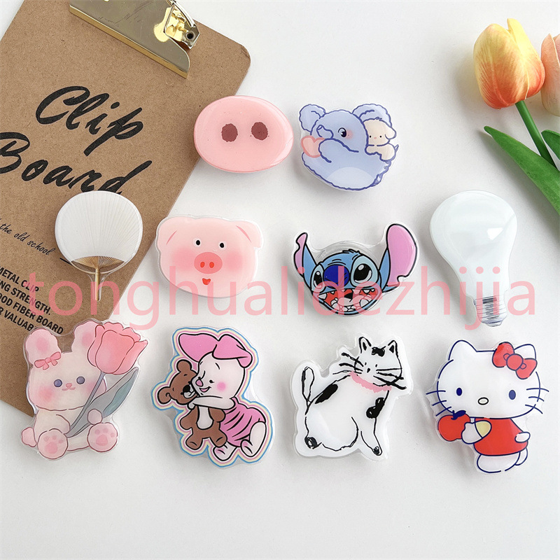 Cute Acrylic Drop Glue Mobile Phone Bracket Folding Telescopic Airbag Back Sticking Strange Desktop for Men and Women