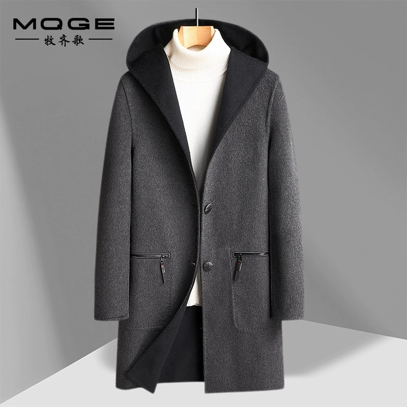 Мужская ветровка 2023 осень-зима двухстороннее шерстяное пальто