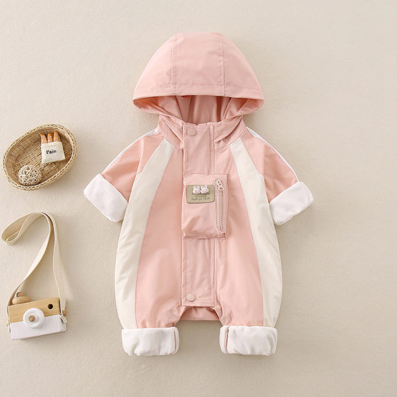 wow baby girl spring a windproof clothing outdoor baby clothes jumpsuit outerwear hooded climbing suit