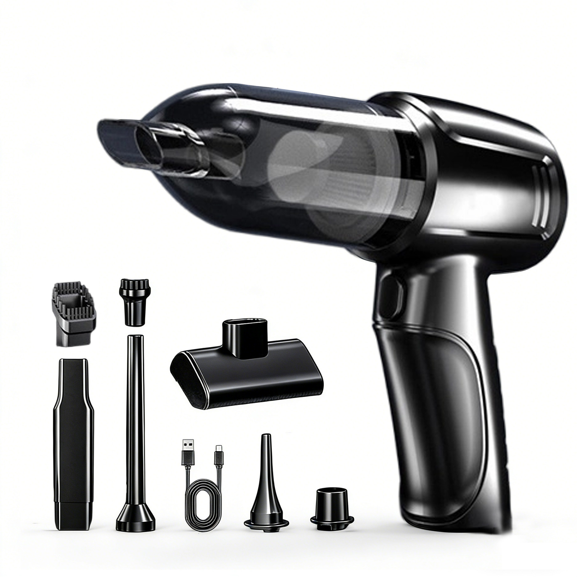 Car Vacuum Cleaner Car Wireless Charging Car Home Handheld Small Car High Power Suction and Blowing Dual-Purpose Mini