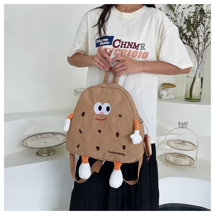 Borsa in tela di formaggio carina Instagram coreana per ragazze morbide, borsa da scuola per bambini, zaino versatile di grande capacità_voghion.com