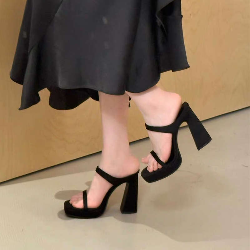 Soft Leather Version ~ Waterproof Platform with Thick Heel Heightening Sandals, Sexy Leopard Print High Heels, Women's Fashionable Back Hollow Shoes