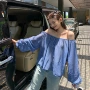 长袖撞色波点辣妹t恤