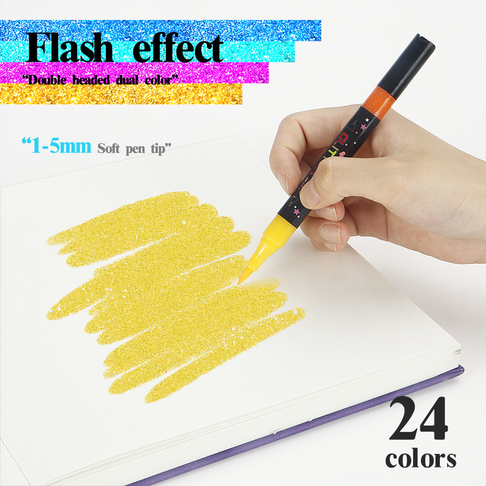 Nuevo juego de bolígrafos intermitentes de dos colores de dos cabezas para niños