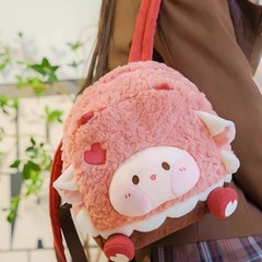 2024秋冬モデルのアニメぬいぐるみピンクの子羊桃ランドセル森系少女通勤リュックサック中学校のランドセル