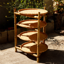 竹架子竹编置物架竹制品簸箕火锅架多层楠竹晾茶晒架竹三脚架手工
