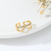 Advanced stone inlay, zirconium, one size golden ring, high-quality style, four-leaf clover, 750 sample gold, wholesale