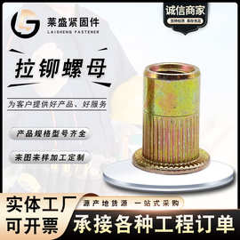 拉铆螺母  镀彩锌螺母 平头竖纹母 半六角铆钢结构螺栓